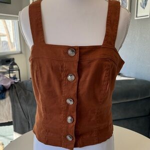 Banana Republic Rust Tank Top-Linen Look with Button Detail